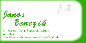 janos benczik business card