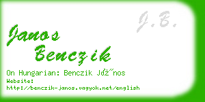 janos benczik business card